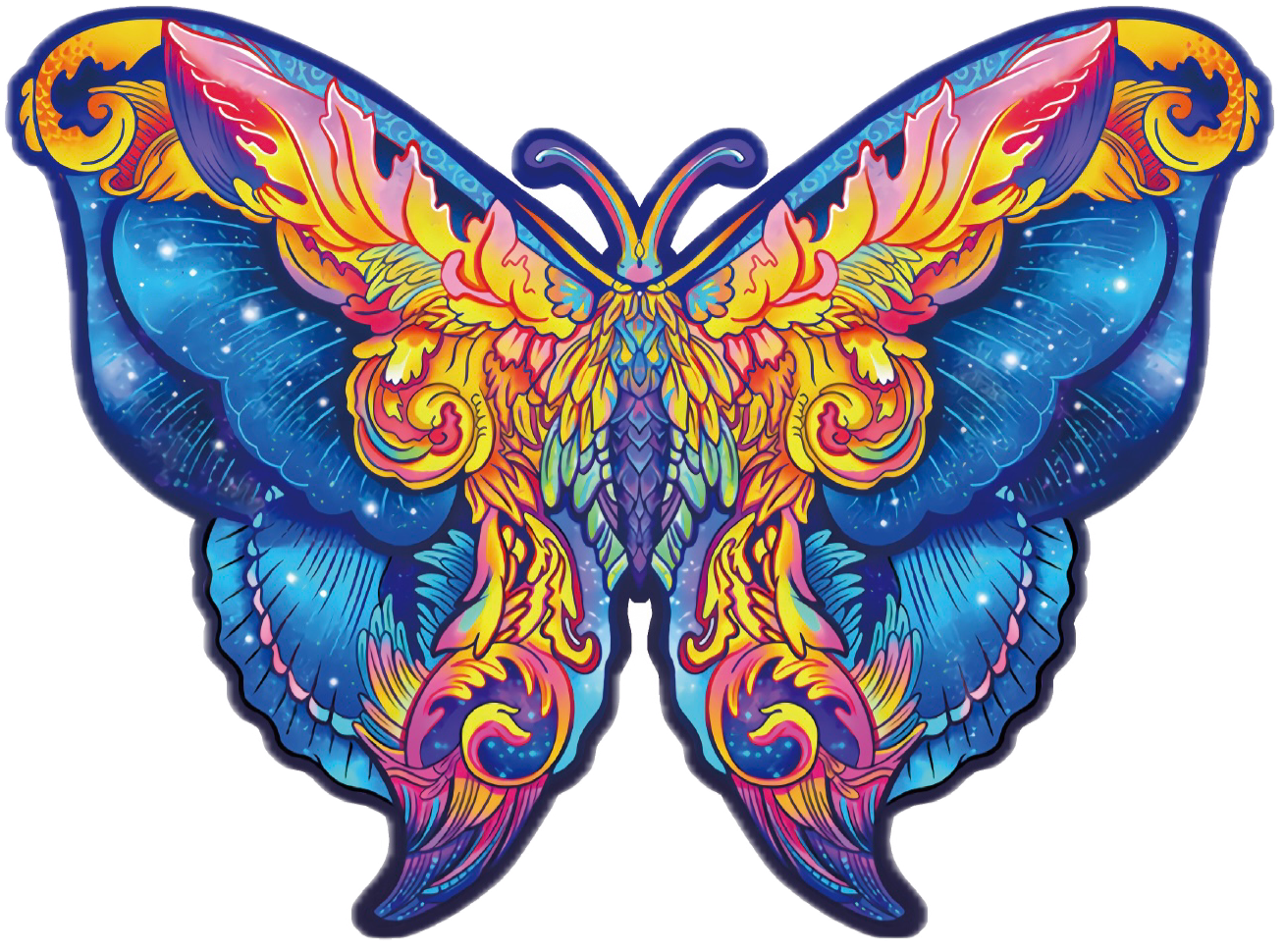Colorful butterfly design on a white background