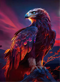 Colorful eagle against a dark, mystical sky